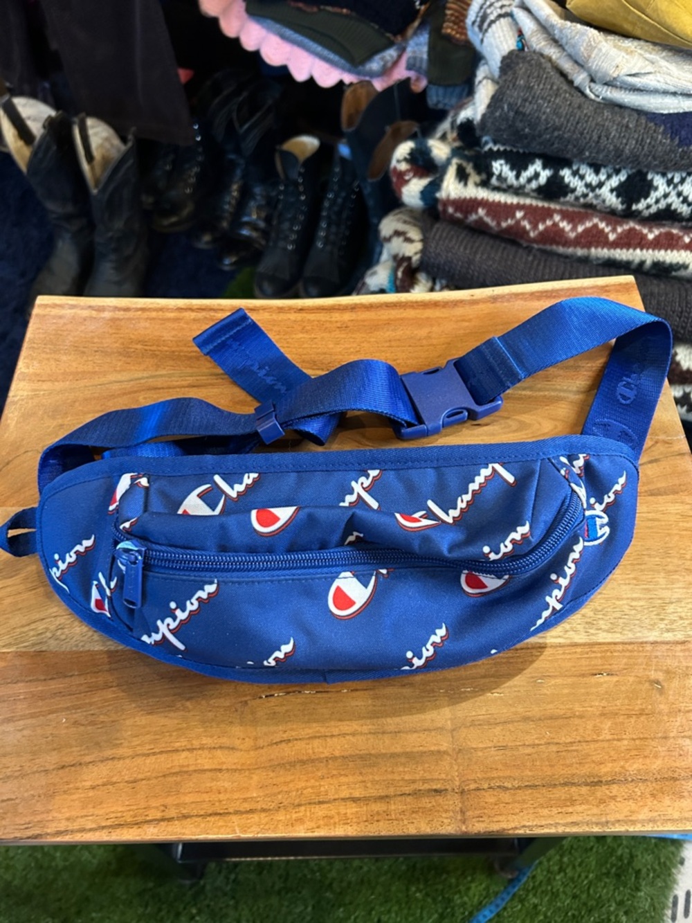 Champion Royal Blue Logo Print Fanny Pack